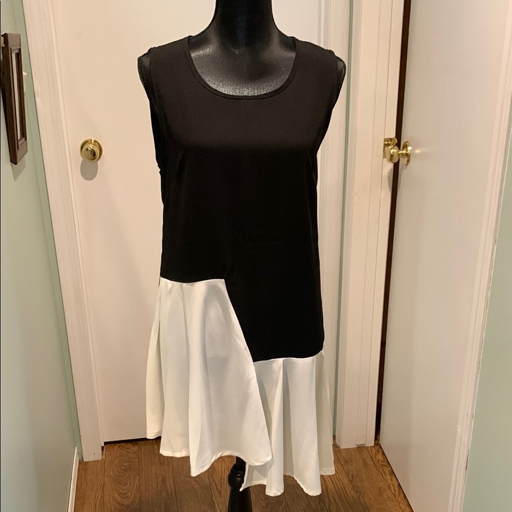 Molly Black and White Asymmetrical A-Line Cocktail Dress NWOT